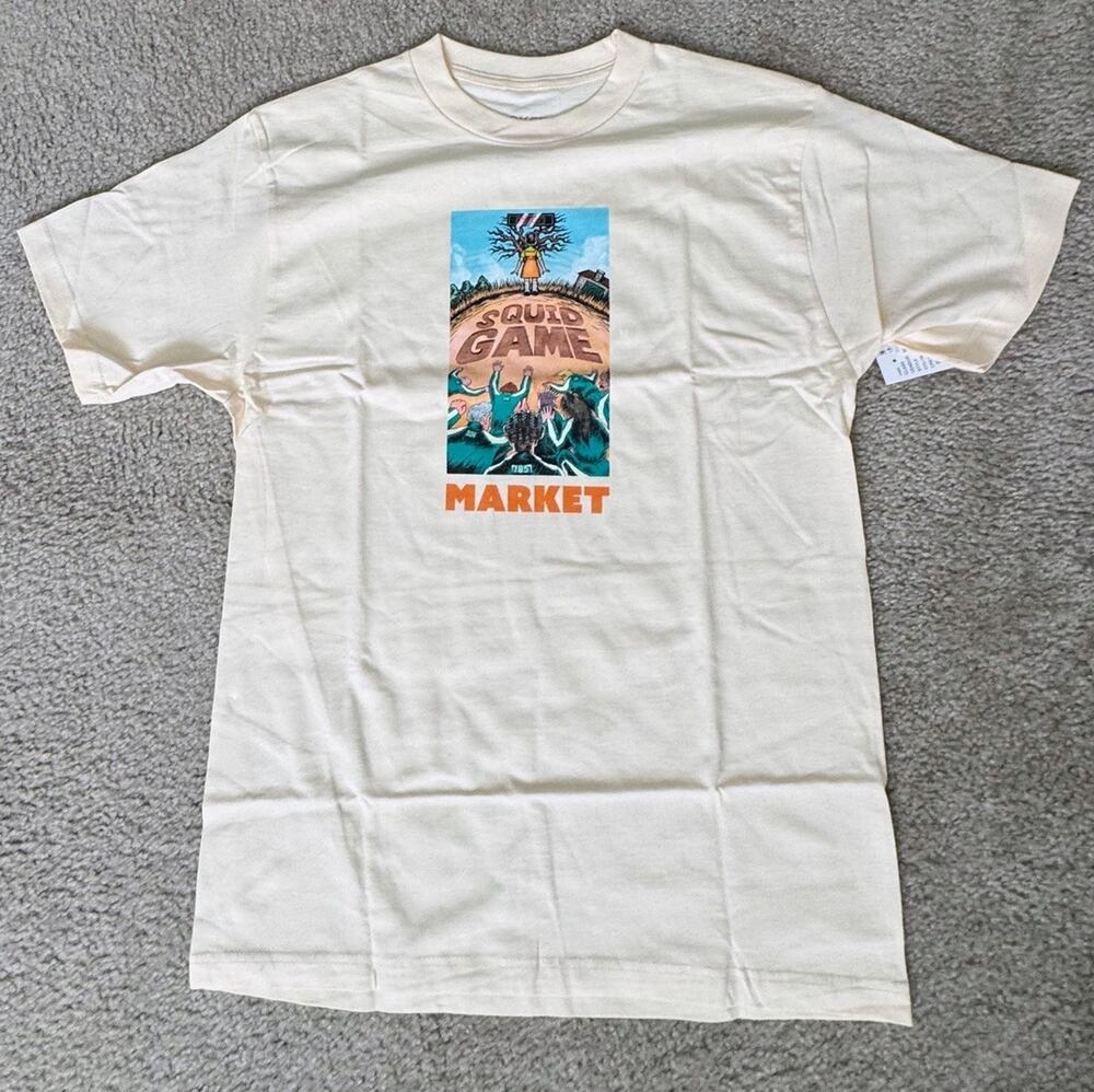 Market Squid Game The Challenge T Shirt Medium Cream Netflix NWT Graphic Tee